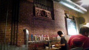 The wall of taps at Fullsteam Brewery