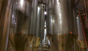 Brew tanks at Lucky Town Brewing
