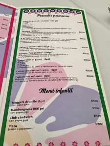 Inside of the Fin De Siglo menu