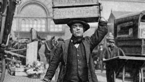 A London porter carrying a basket on his head.