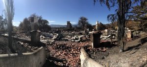 ROY Estate winery damage included charred bricks from the wildfires in California