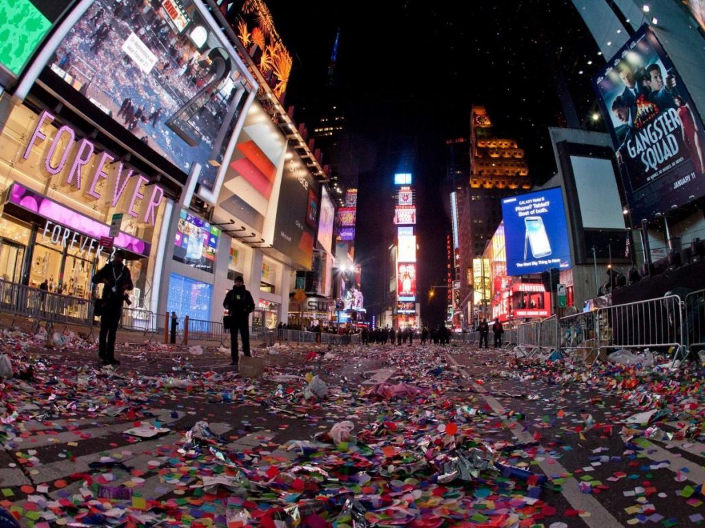 Confetti on the ground after New years Eve