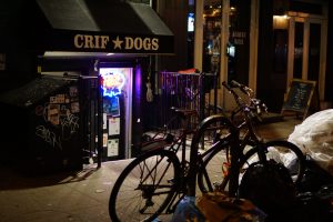 A view outside of Crif Dogs, the only way into a speakeasy.