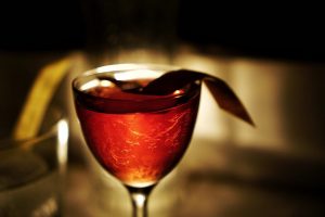 A red mixed drink from Death&Co in Manhattan