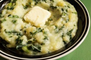 Colcannon irish potato side with kale.