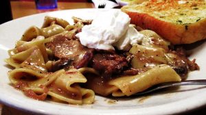 A plate full of beef stroganoff from Phillips Avenue Diner