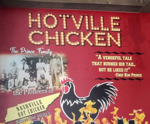 Sign at the front showing Hotville history